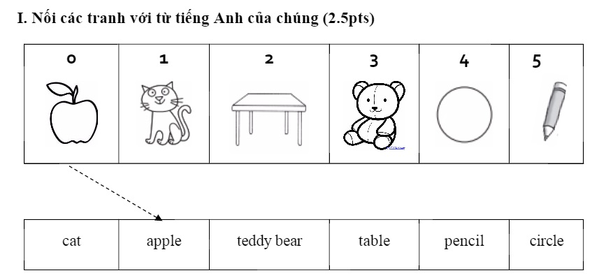 bài tập tiếng Anh cho trẻ em mẫu giáo